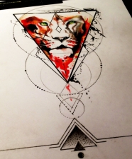 geometric lion tattoo design